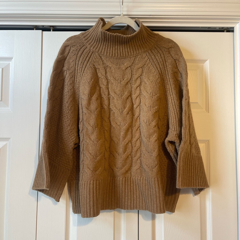 Banana Republic Tan Cable Knit Mockneck Sweater